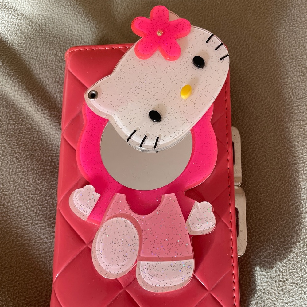 Hello Kitty Wallet with Mirror Pink Glittery
